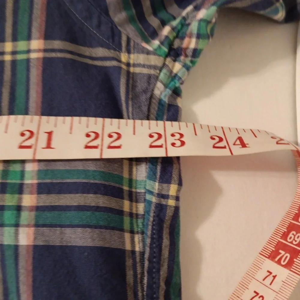 J. Crew Button Down Men's Shirt‎ Sz. XL-Slim Blue Multi-Color Plaid Light Weight